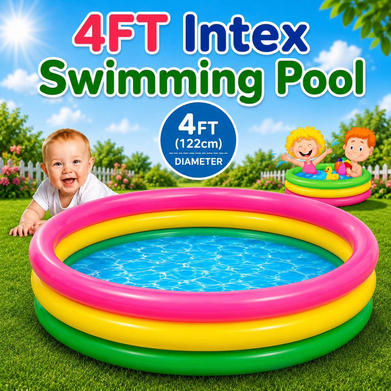 Rainbow Swimming Pools for Kids Inflatable Pools (Without Box)