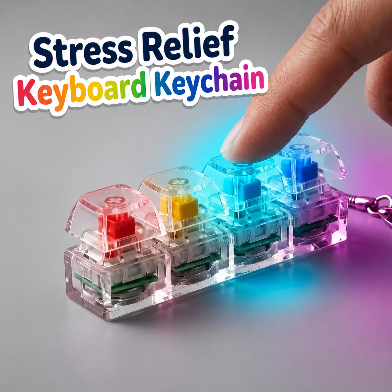 Keyboard Fidget Stress Relief Keychain for Kids & Adults (Random Colors | KC