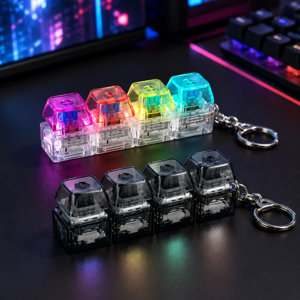 Keyboard Fidget Stress Relief Keychain for Kids & Adults (Random Colors | KC