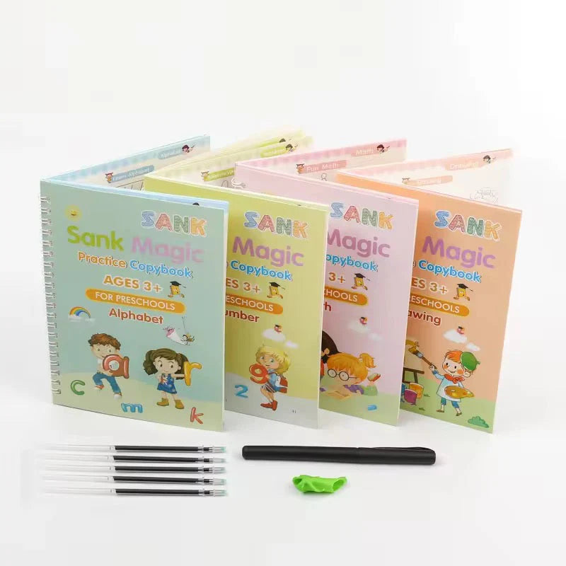 Sank Magic Practice Copybook Set – 4 Reusable Books, Magic Pen & 5 Refills