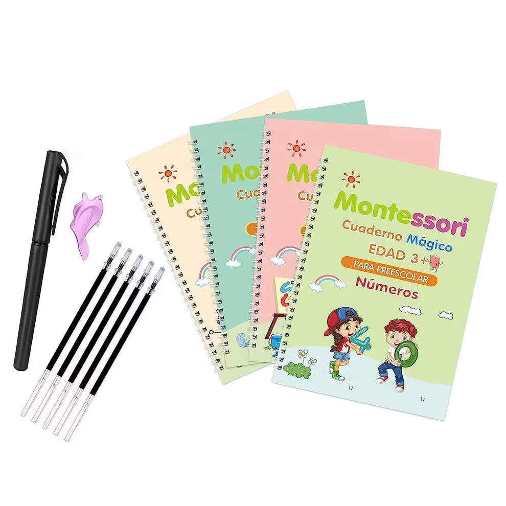 Sank Magic Practice Copybook Set – 4 Reusable Books, Magic Pen & 5 Refills