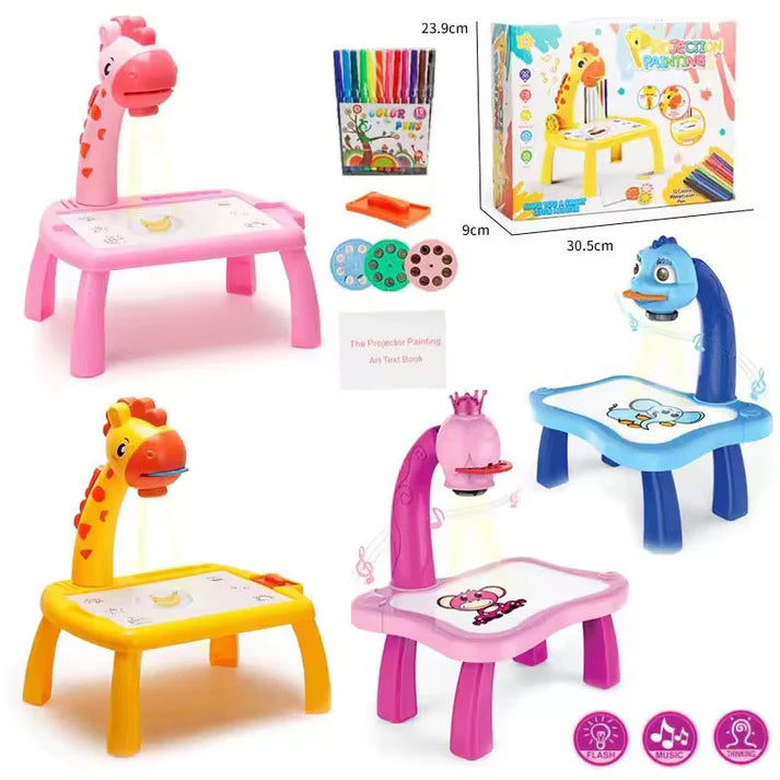 Creative 3-in-1 Giraffe Art Projector & Drawing Board for Children