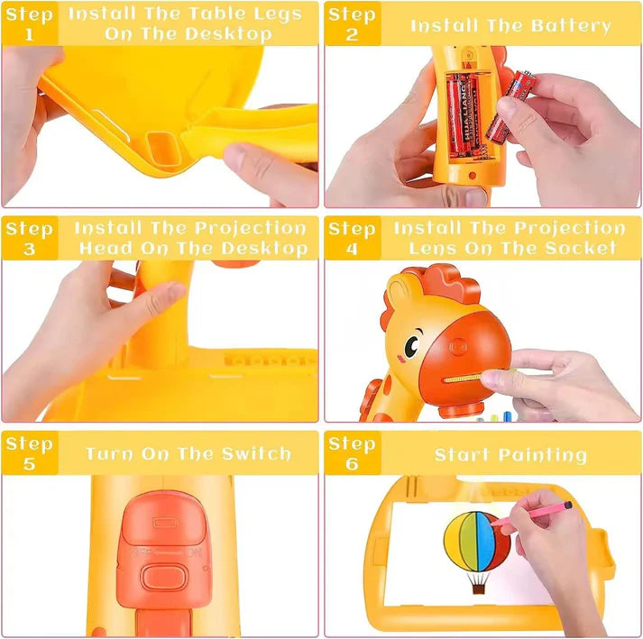 Creative 3-in-1 Giraffe Art Projector & Drawing Board for Children