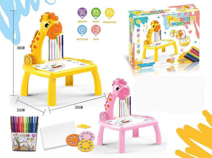 Creative 3-in-1 Giraffe Art Projector & Drawing Board for Children