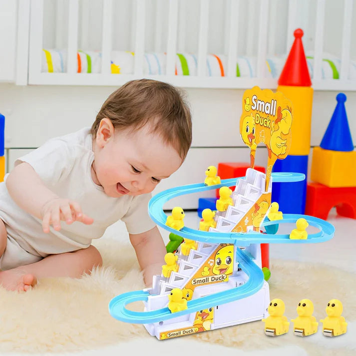 Duck Climbing Stairs Toy with Colorful Lights & Fun Music